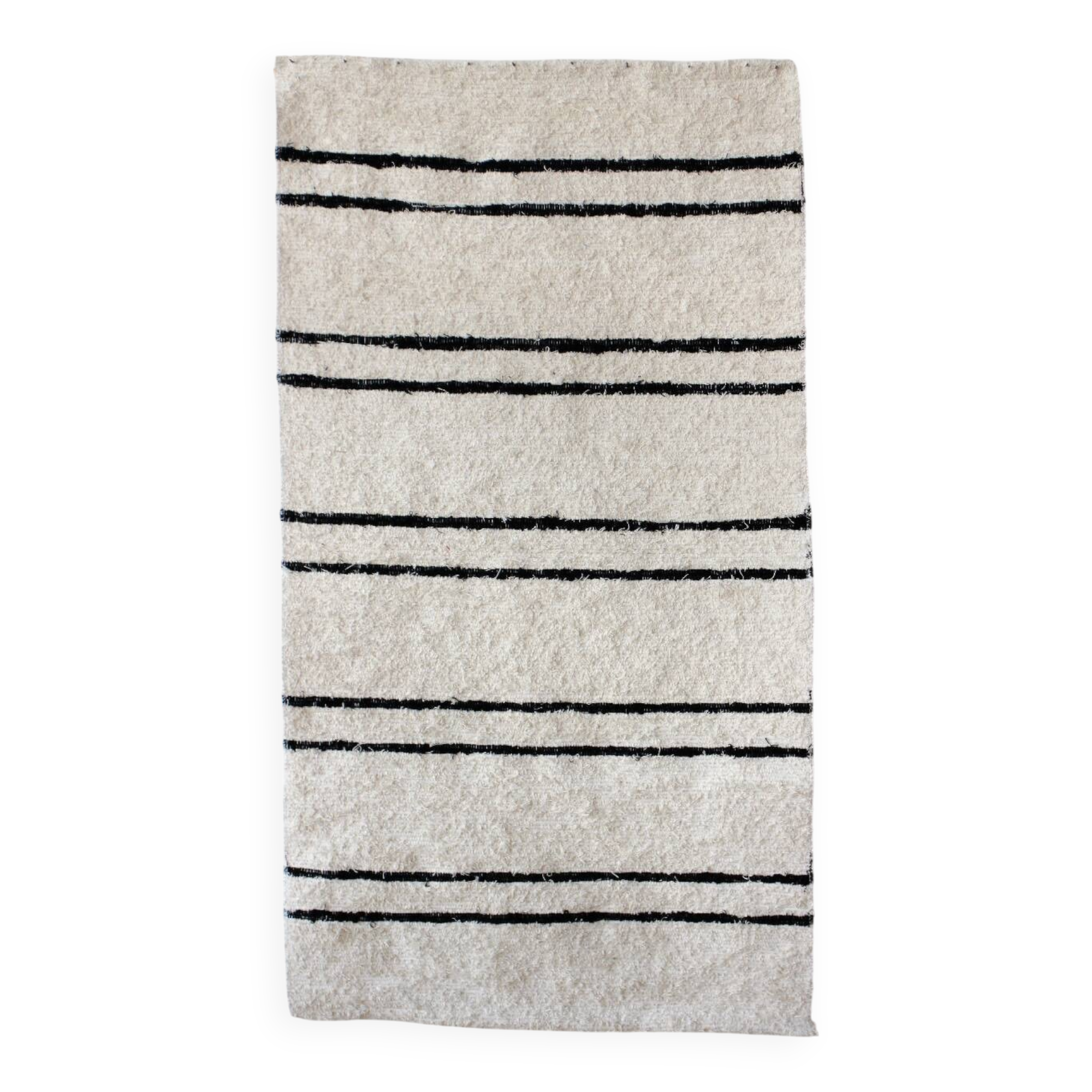Handmade rug - 65 x 120 cm - Hand-woven from recycled cotton