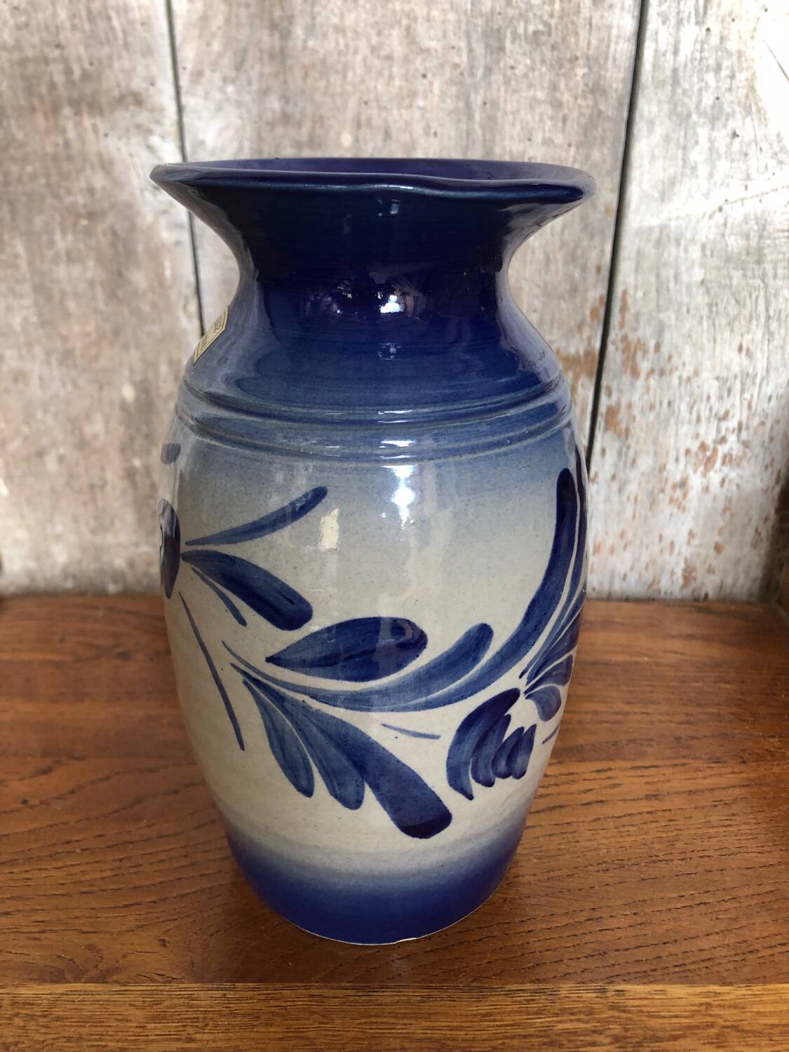 Old Alsace Vase ANNE EHRET Gray Blue Sandstone Decor Vintage Flowers #A766