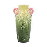 French Art Nouveau Vase Majolica Gustave De Bruyn 29cm