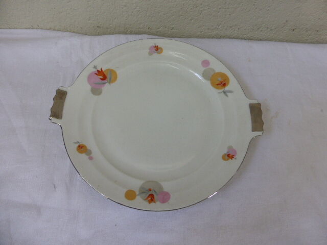 A flat cakes porcelain white vintage, czechoslovakia rk, floral decoration