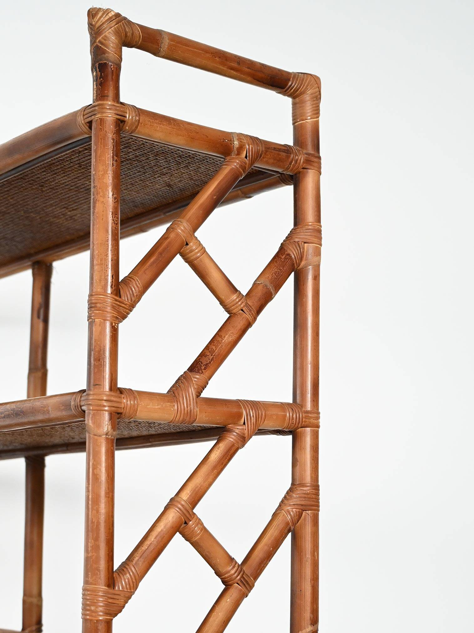 1960s bamboo and rattan bookcase