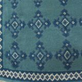 Vintage Traditional Oriental Carpet Green Blue Hand-Knotted Wool