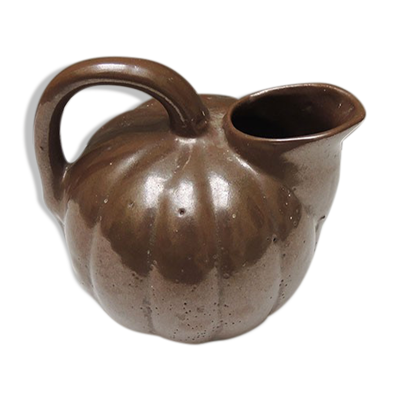 Ancien pichet en céramique marron vernissée