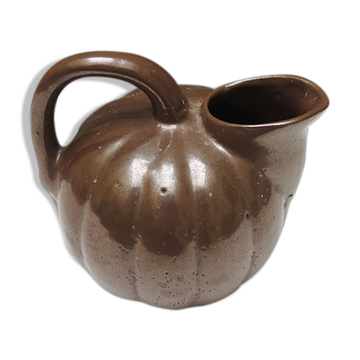 Ancien pichet en céramique marron vernissée