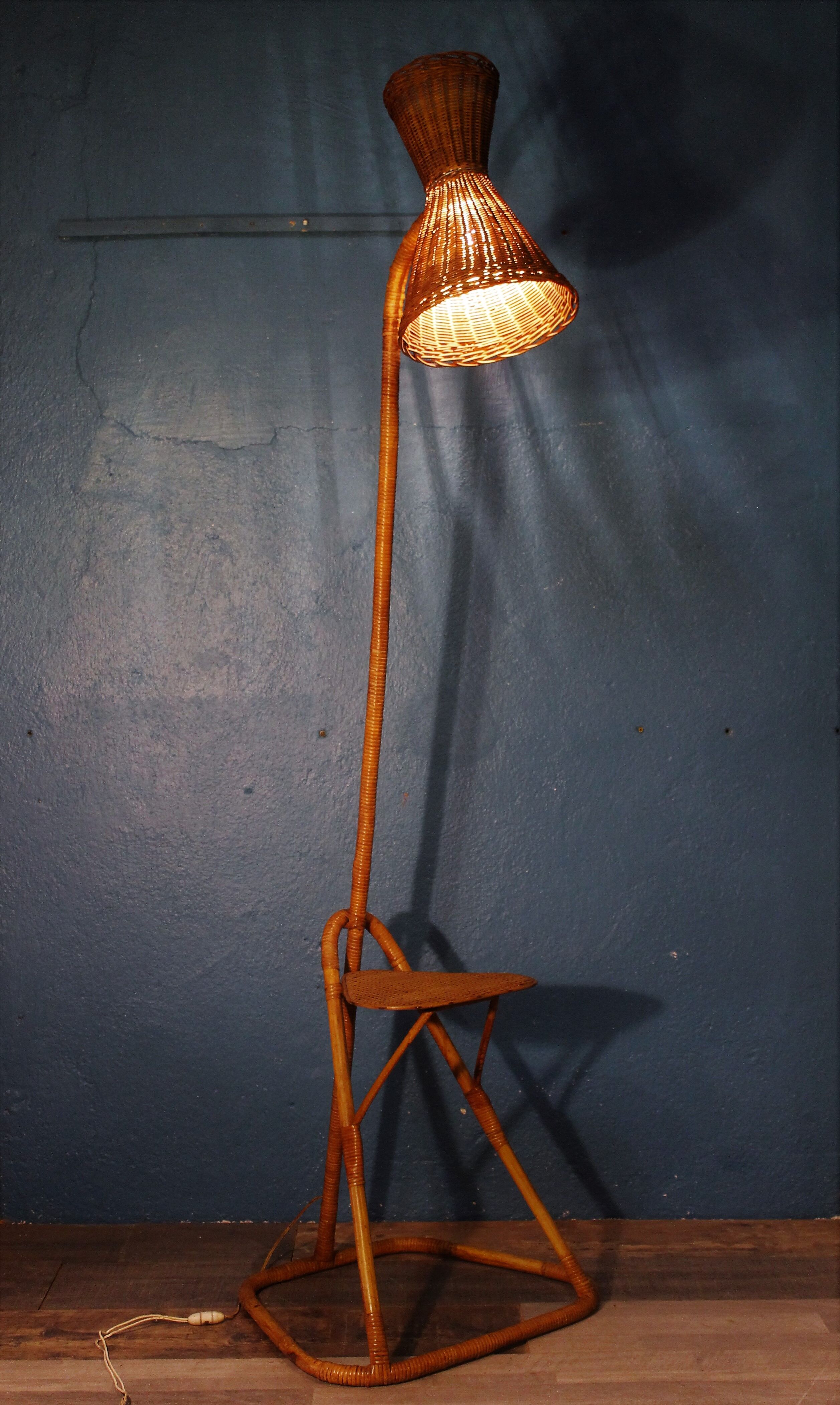 Rattan floor lamp 1950