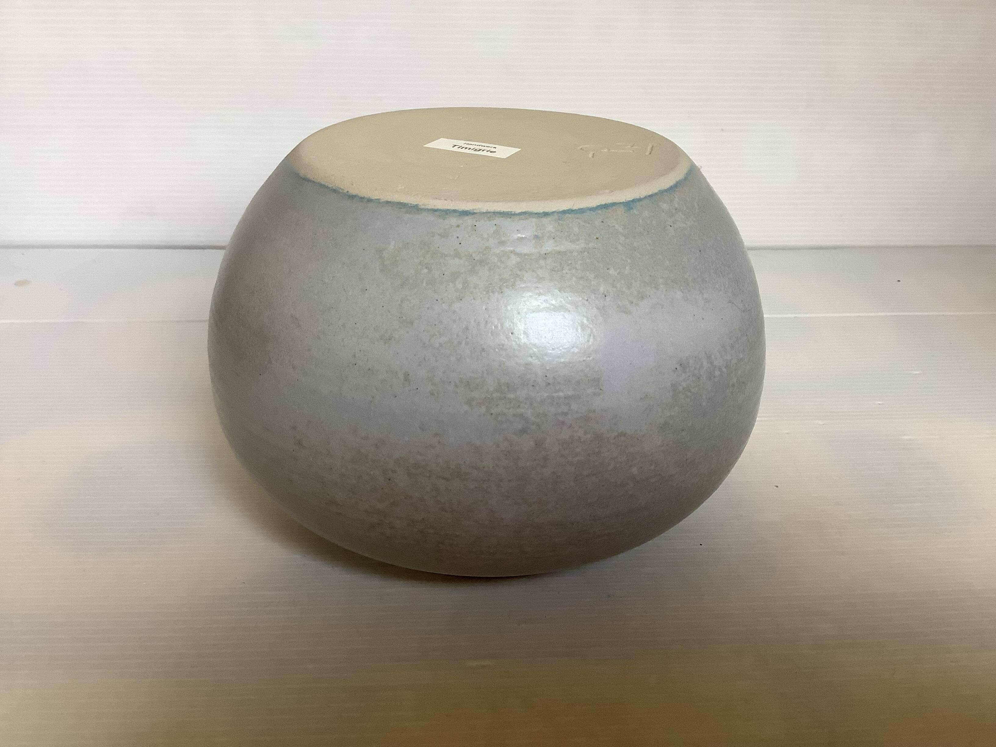 Grey blue ceramic round vase