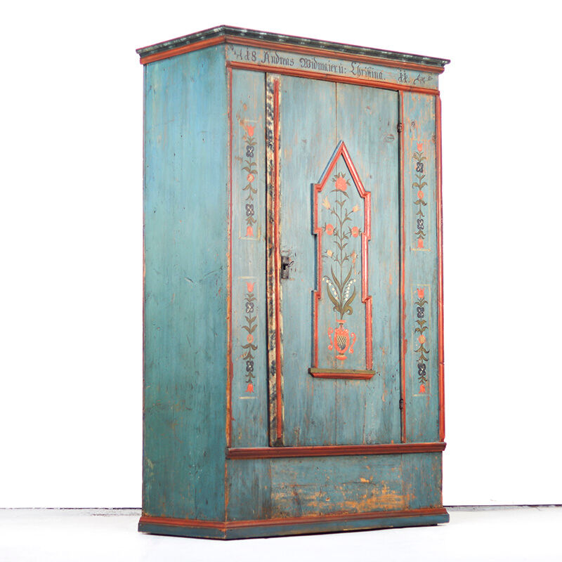 Rustic Farmhouse Folk Art Painted Bridal Wardrobe 1811