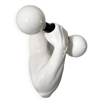 Vintage ceramic wall lamp by JC Peiré 70s