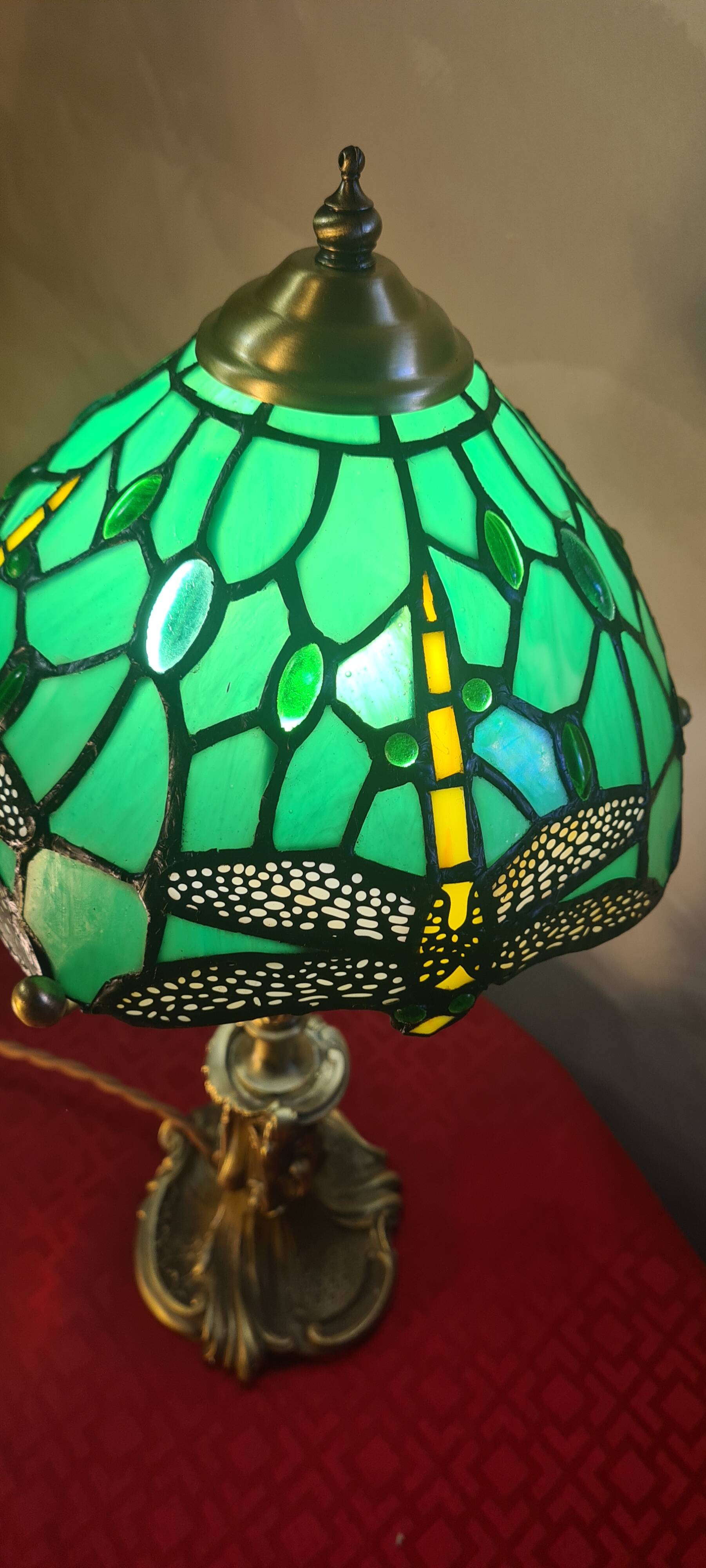 antique art nouveau bronze lamp, old rococo style 44x22 lampshade ve