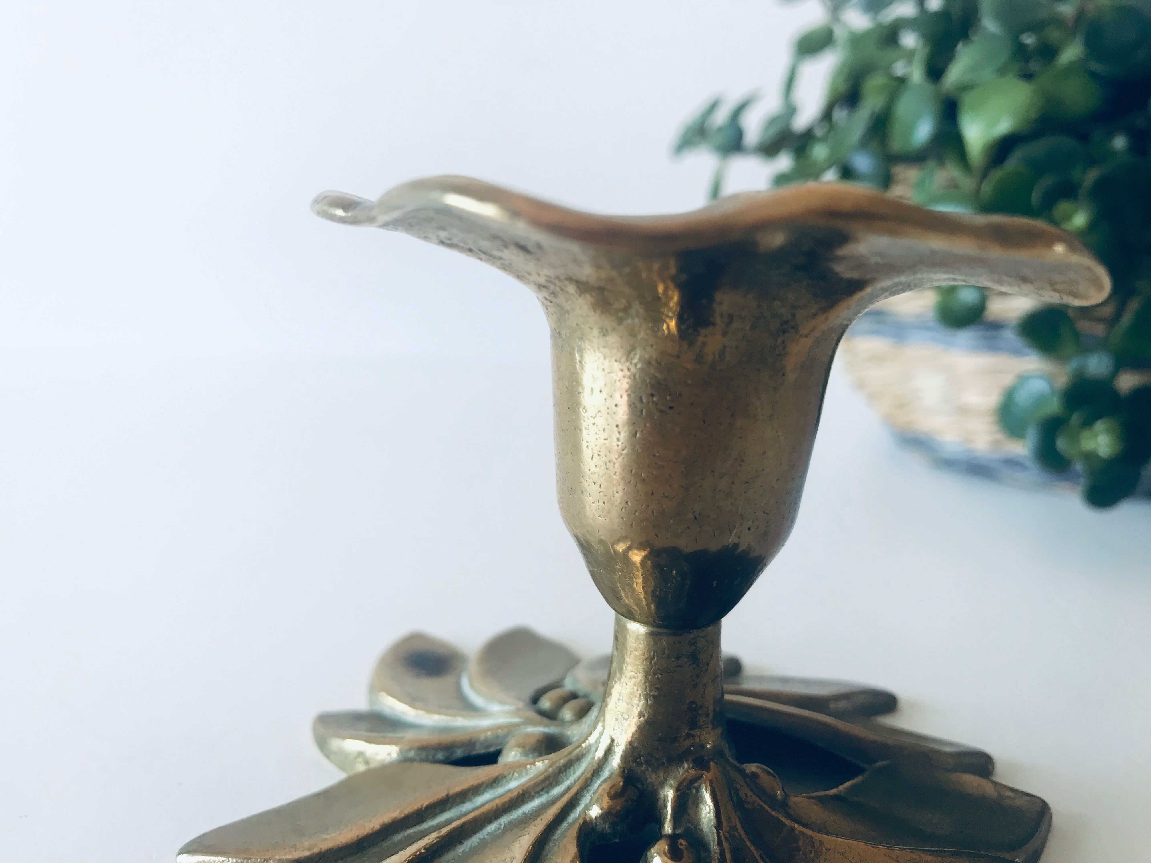 Brass holly bougeoir