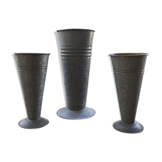 Série 3 vases fleuristes zinc