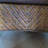 Woven rattan armchair and exotic wood - Colonial style - 1980s