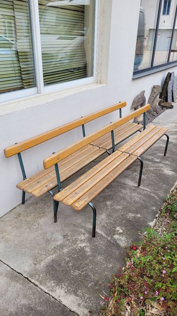Paire de bancs d'école enfant maternelle Mullca 1950s