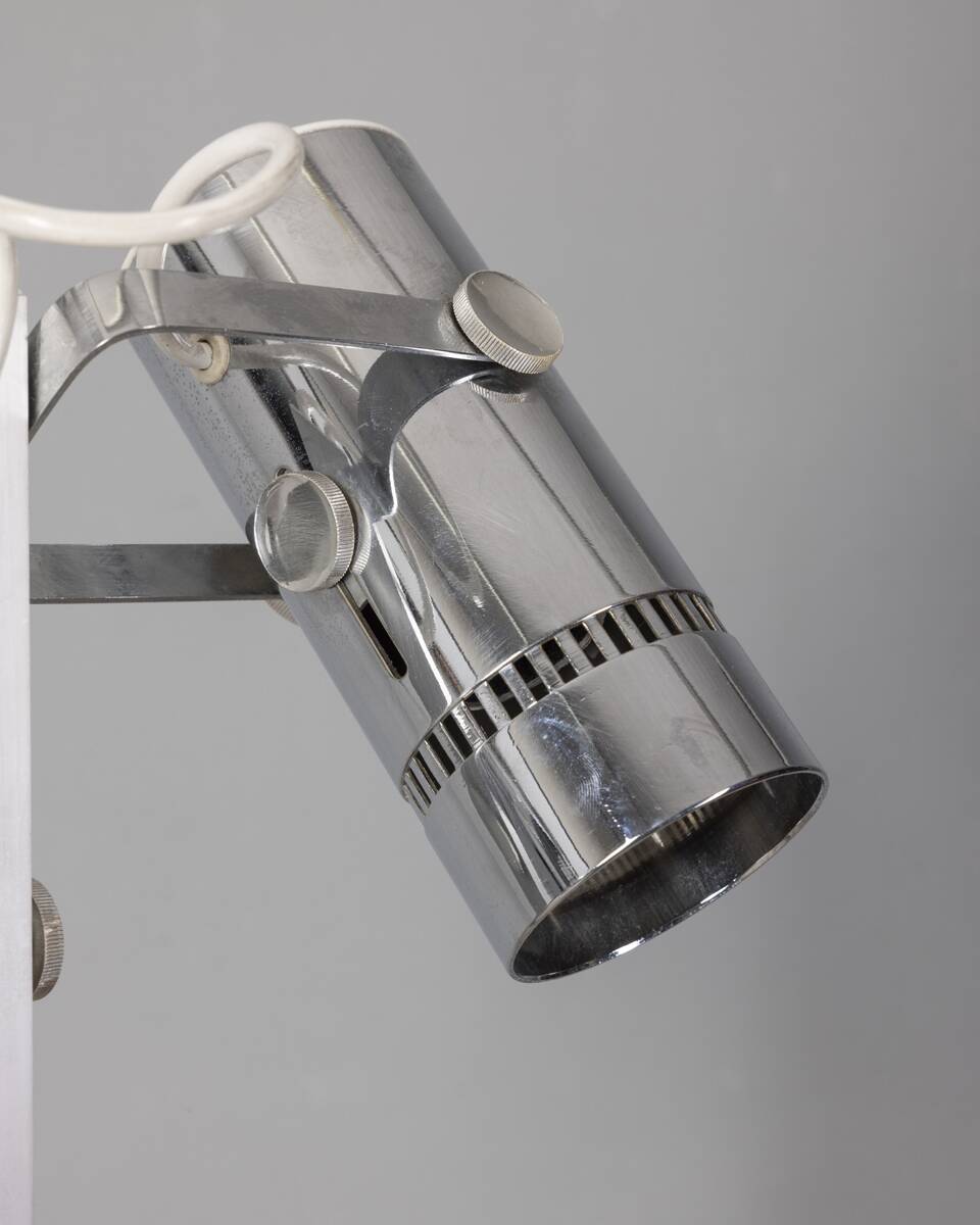 Vintage 70s metal floor lamp with two lights Italian design