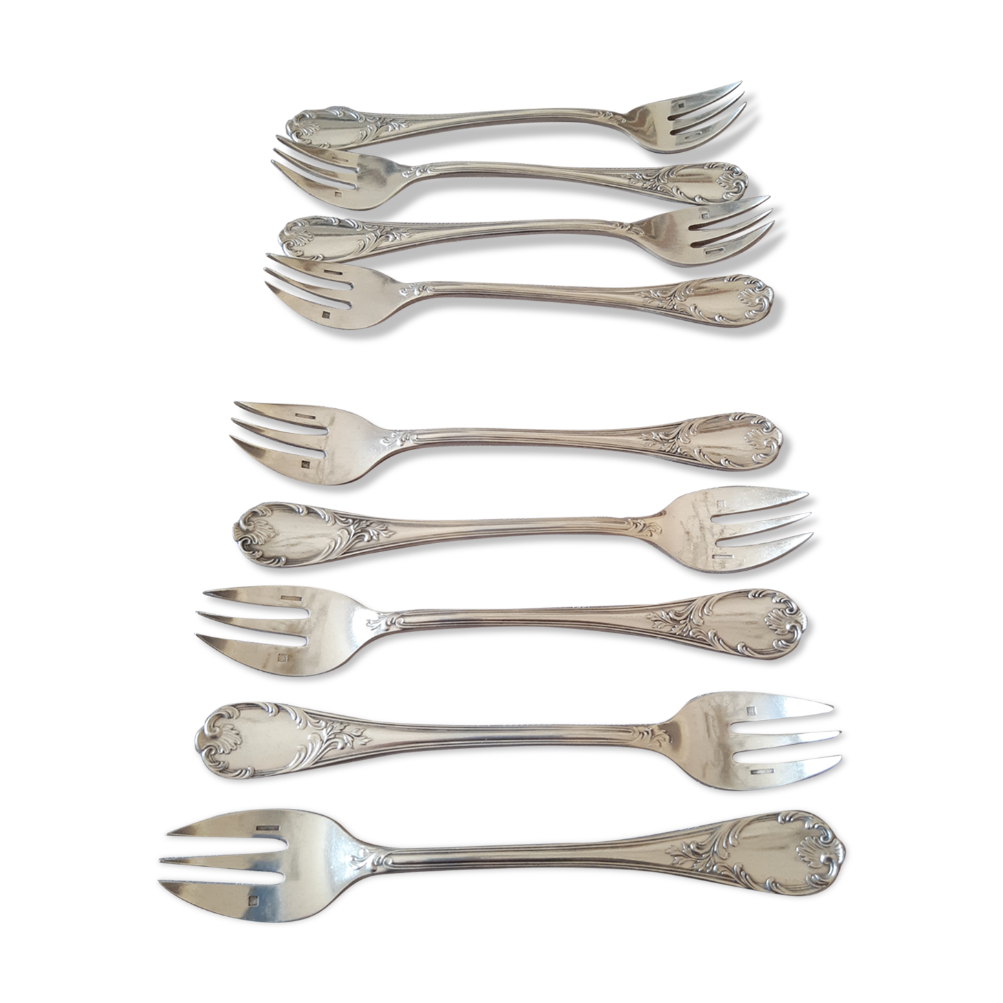 Christofle Marly, 10 silver metal oyster forks