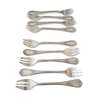 Christofle Marly, 10 silver metal oyster forks