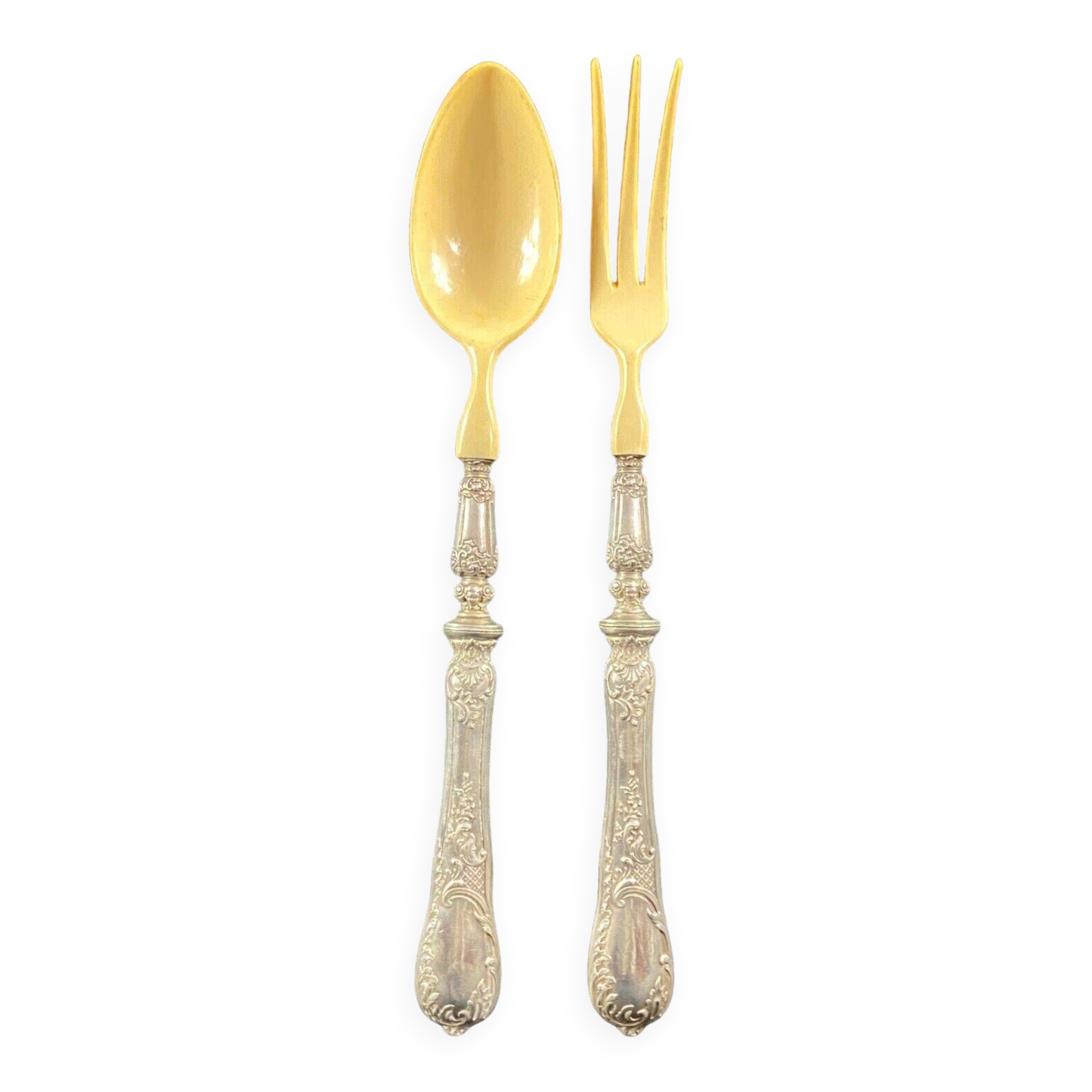 Salad service silver handles Regency decoration with cherub heads