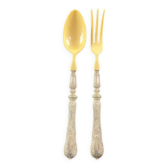 Salad service silver handles Regency decoration with cherub heads