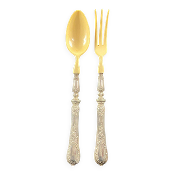Salad service silver handles Regency decoration with cherub heads