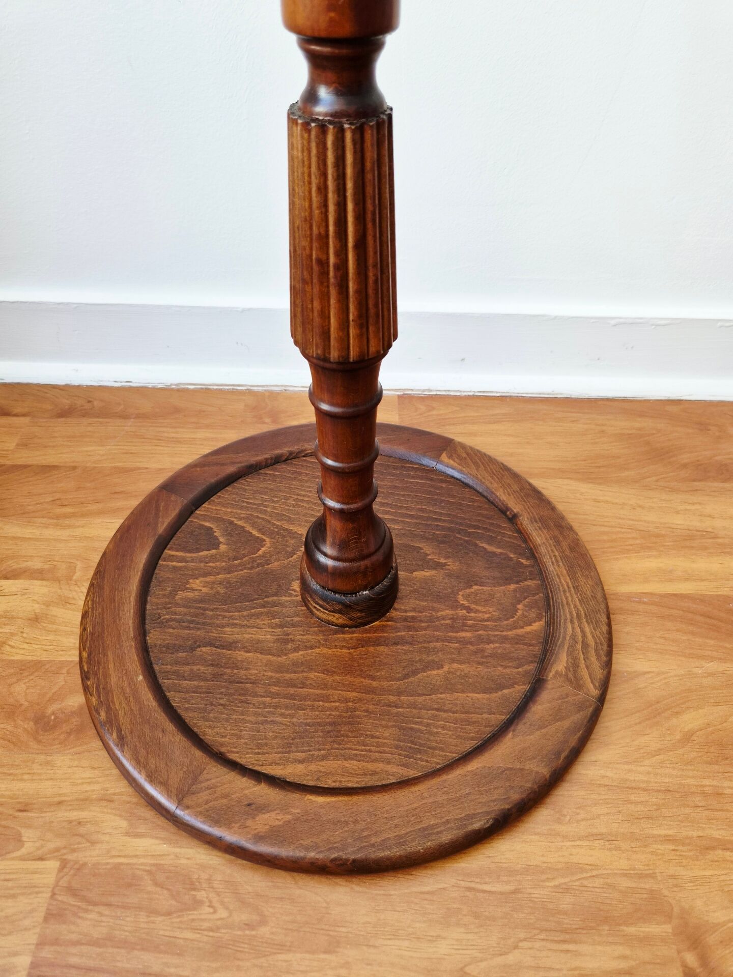 Small tripod wooden table with a vintage round top -