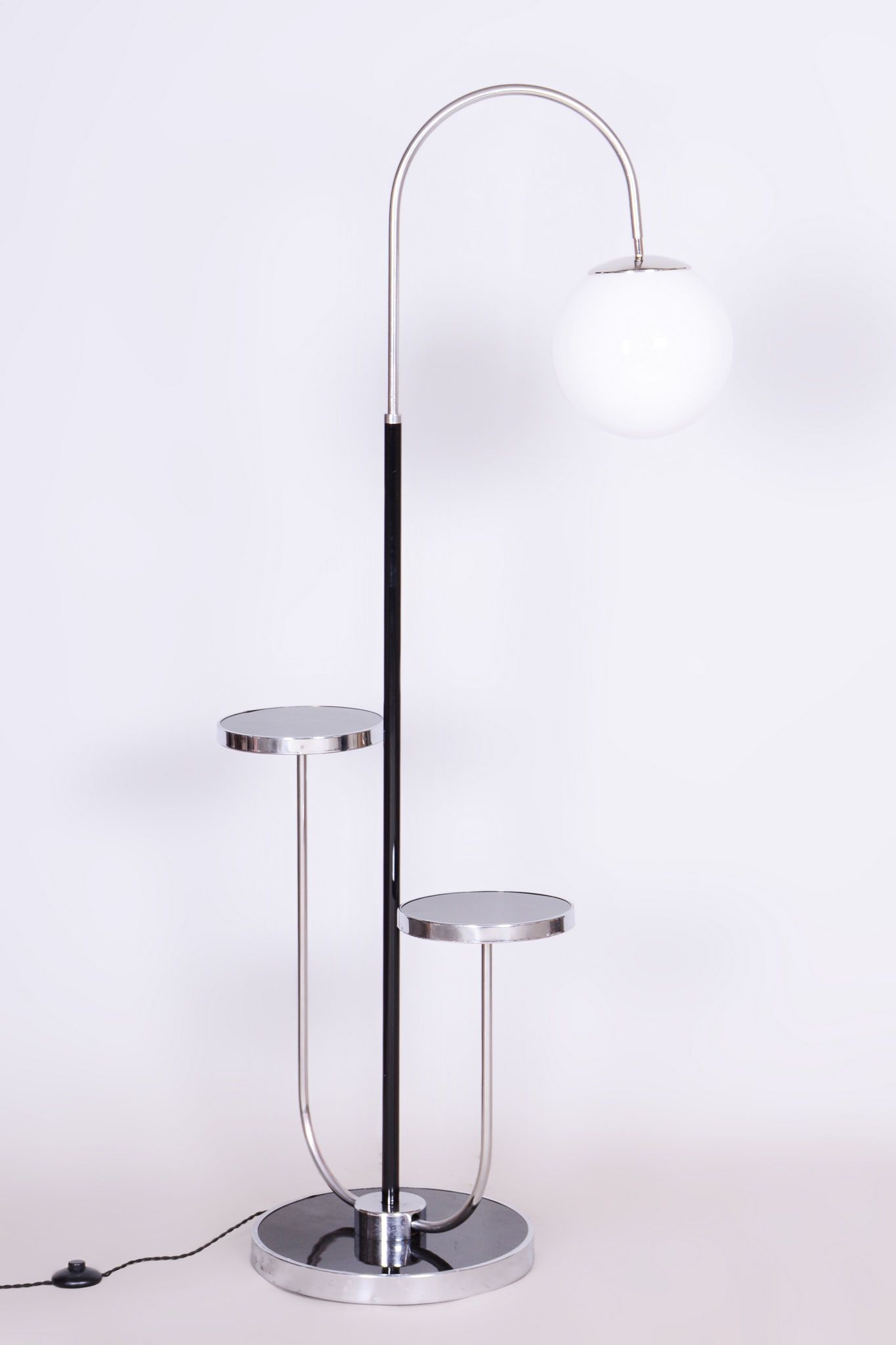 Restored Bauhaus Floor Lamp, J. Halabala, UP Zavody, Chrome, Czechia, 1930s
