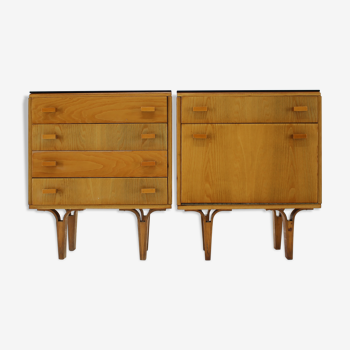 Années 1960 Frantisek Mezulanik Paire de commodes, Tchécoslovaquie