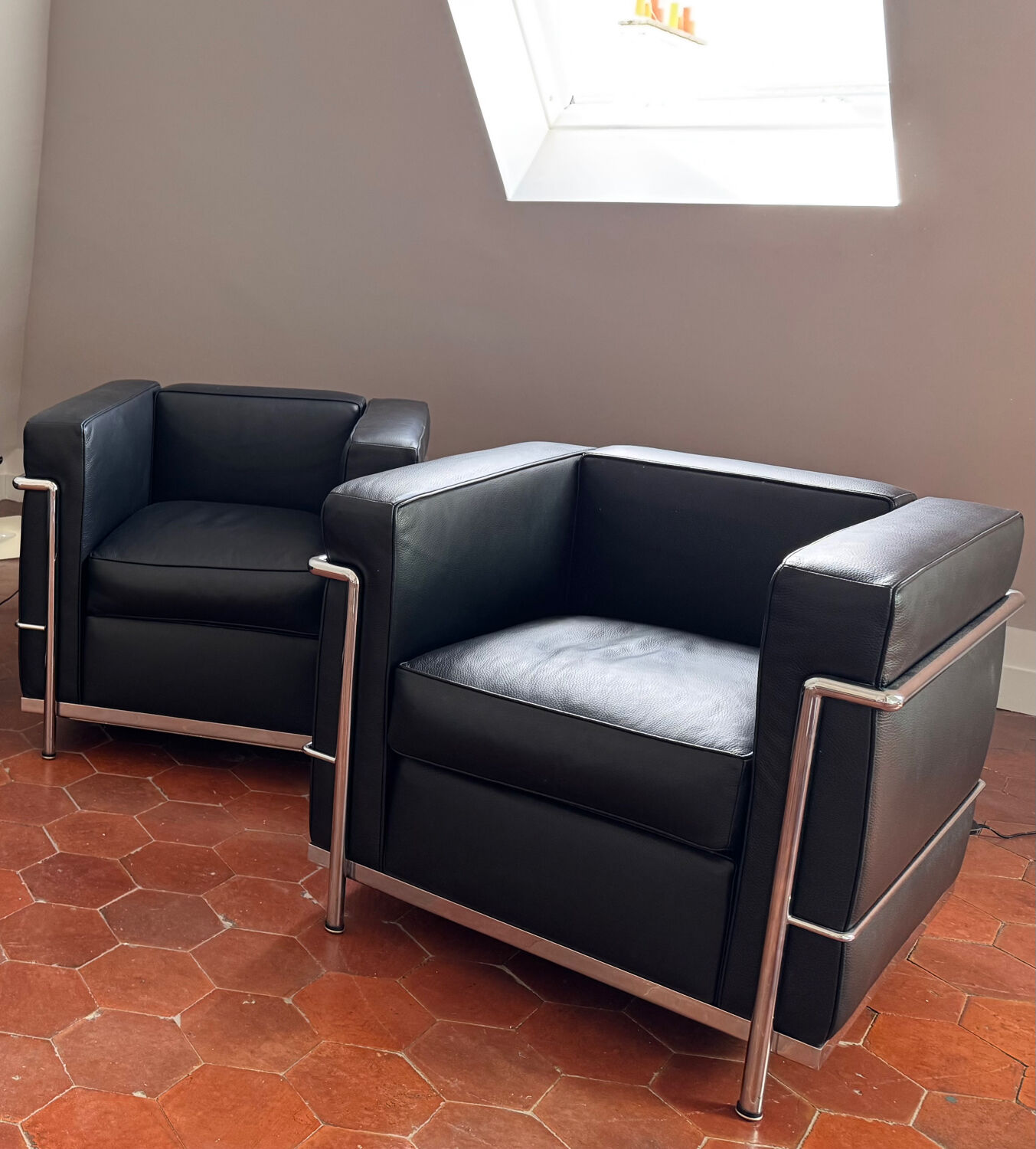 Pair of leather armchairs