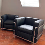 Pair of leather armchairs