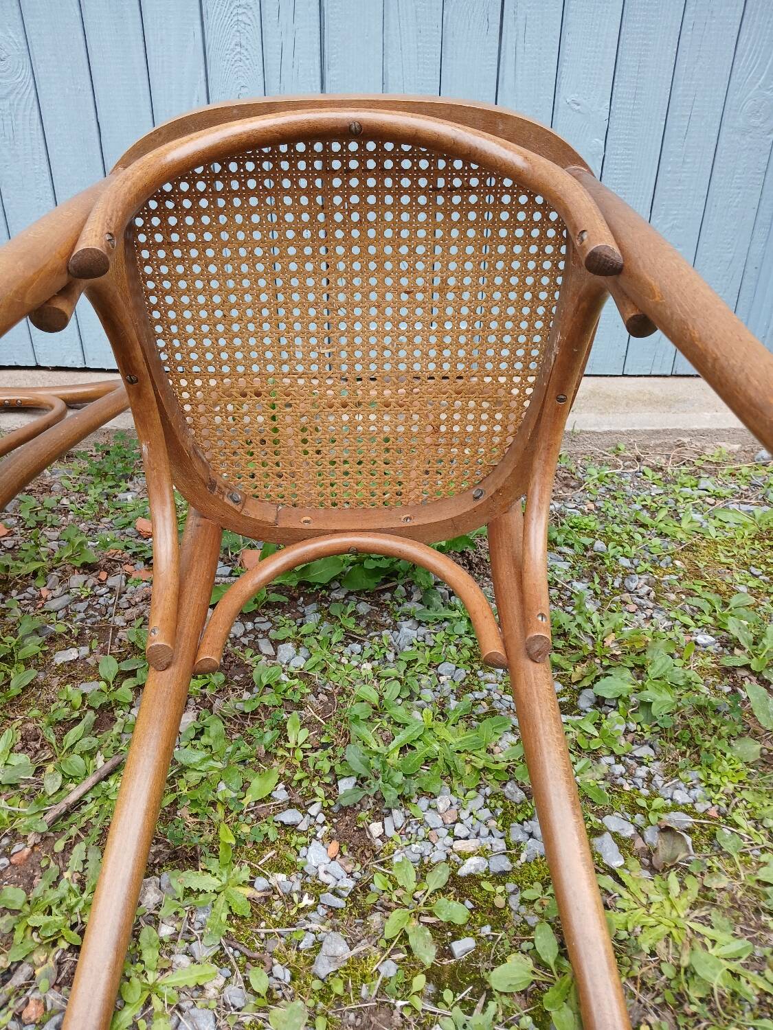 3 antique bistro chairs with canework