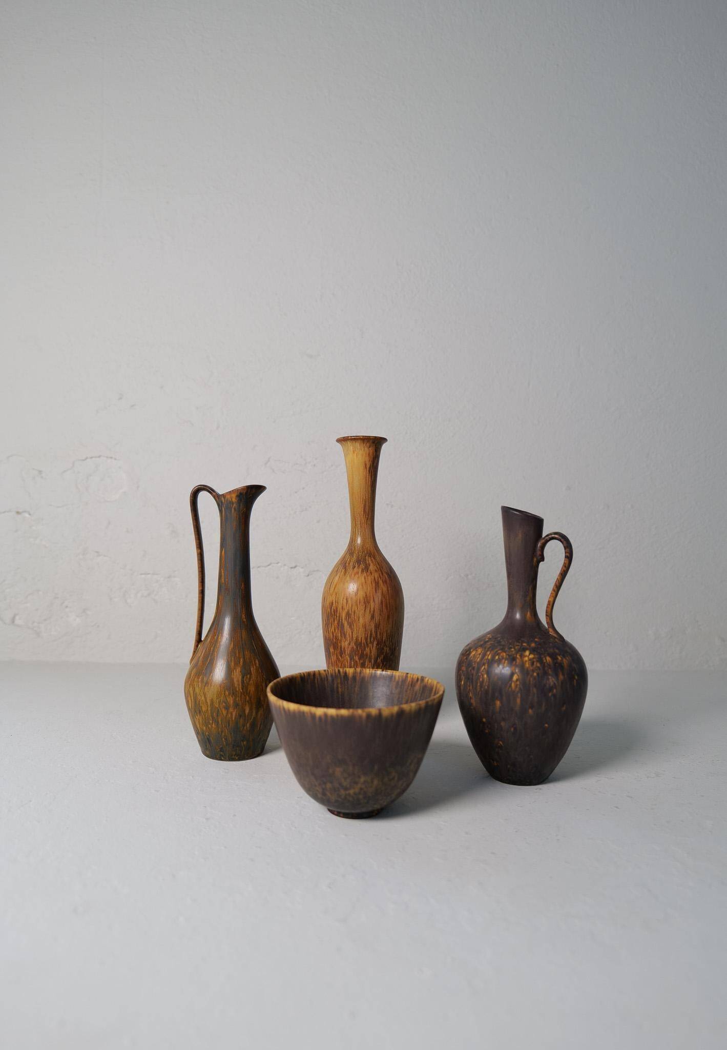 Collection of 4 Ceramic Vases by Gunnar Nylund Rörstrand Sweden, 1950s