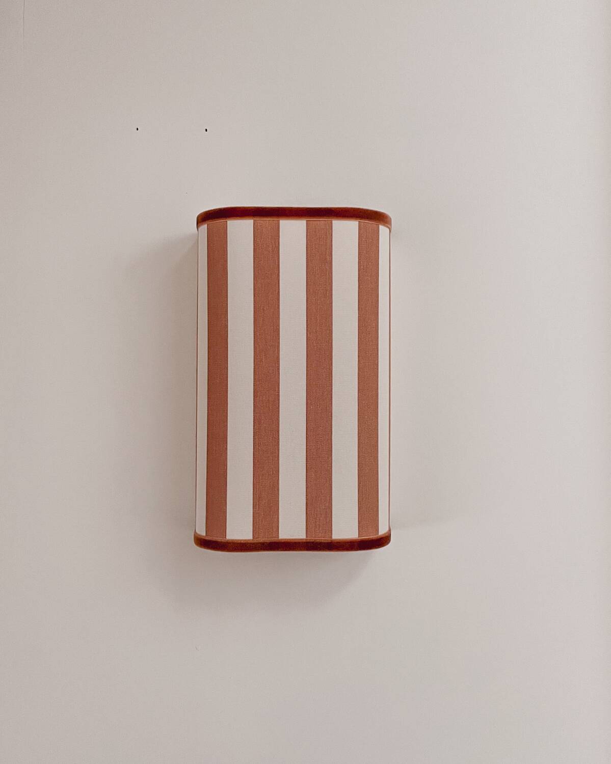 Pair of terracotta striped fabric wall lights