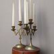 Pair of 3-branch brass candlesticks, Scandinavian country bohemian decoration