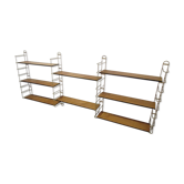 Etagère murale modulable en métal doré et bois