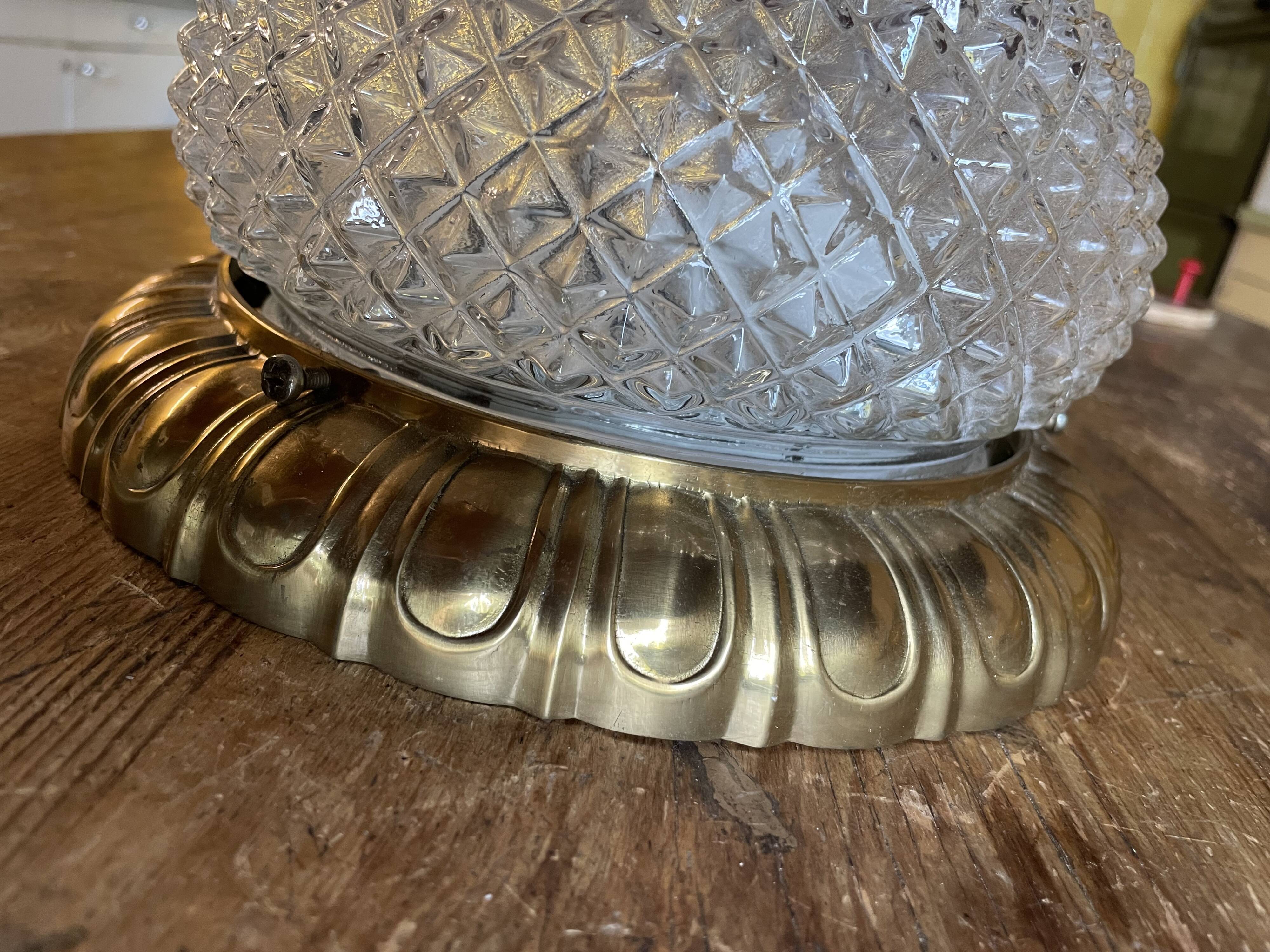 Vintage glass and brass ceiling lamp
