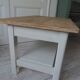 Coffee table made from a vintage table, pearl gray patina, wooden top.