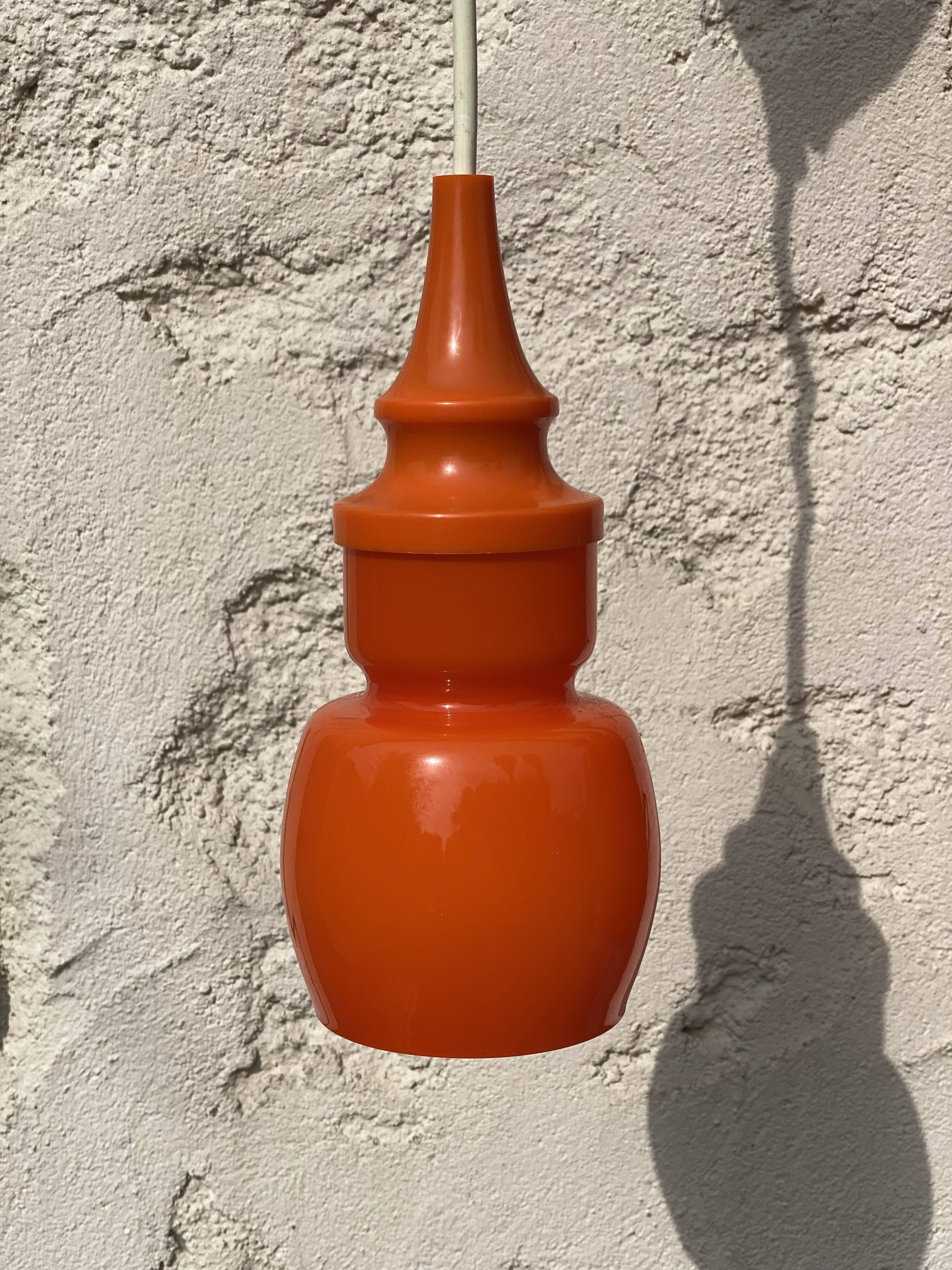 Vintage pendant lamp in orange opaline, 1970