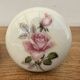 2 Large round porcelain door handles with pink flower decoration diameter