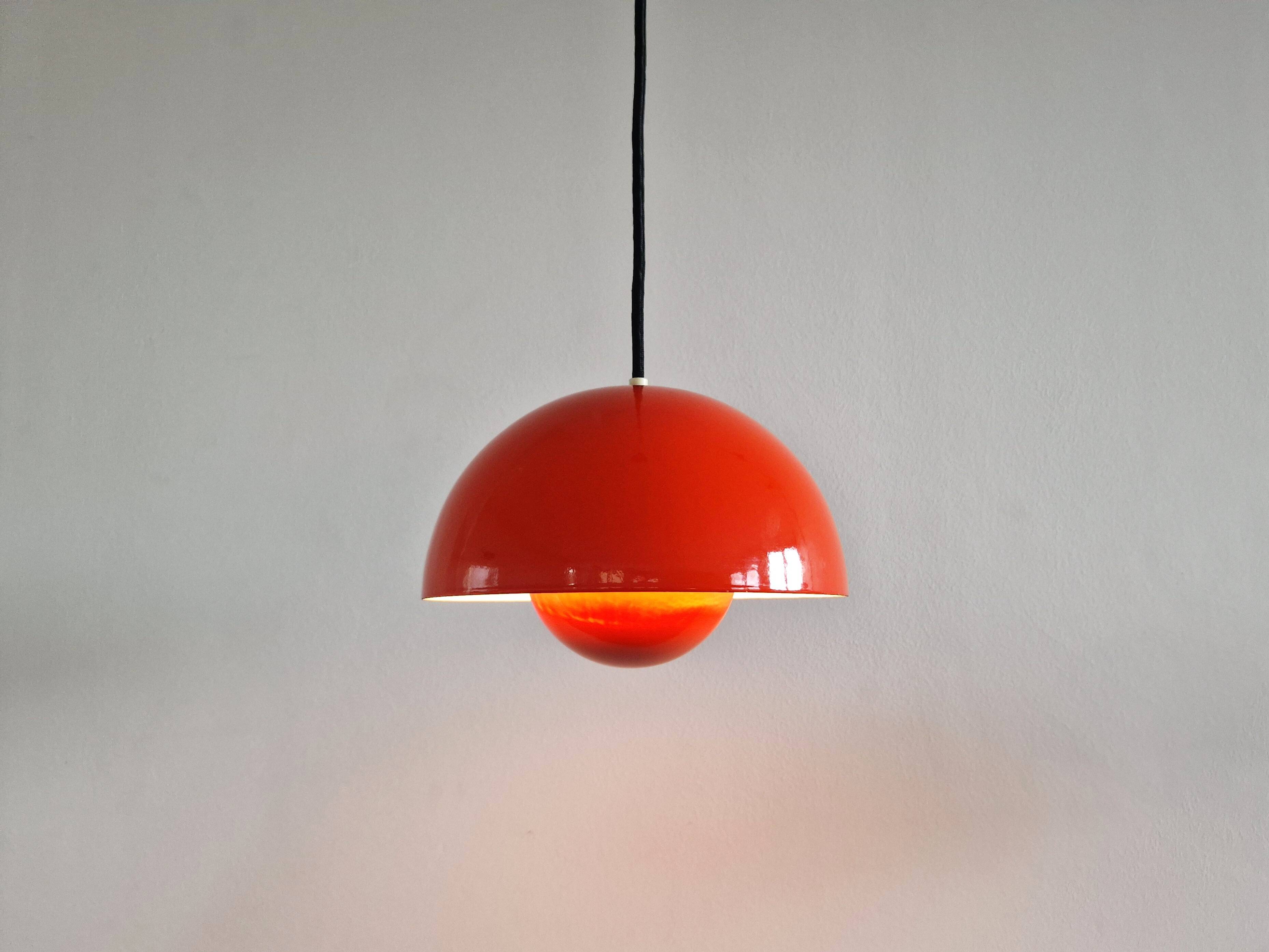 Dark orange Flowerpot pendant lamp by Verner Panton for Louis Poulsen