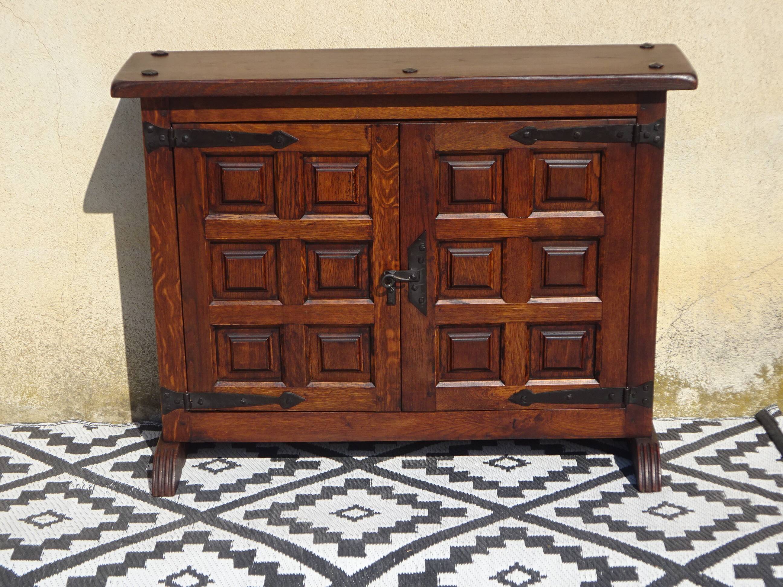 Shallow solid oak sideboard