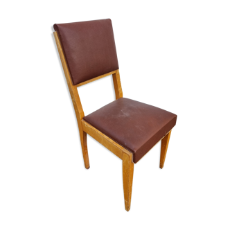 Chair from 1940-50 brown skai