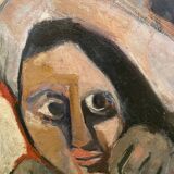 Expressionist portrait 1965 signed GR