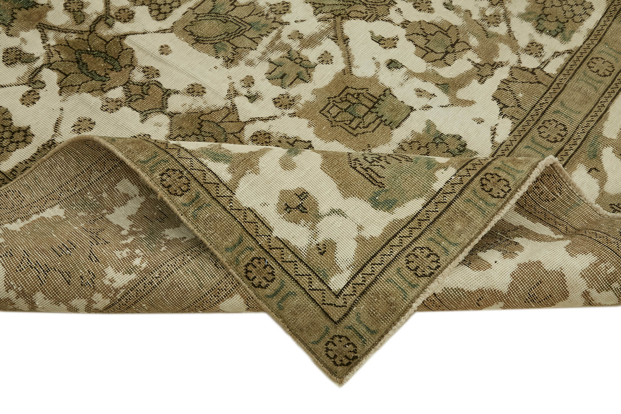 Hand-Knotted Anatolian Antique 1970s 280 cm x 376 cm Beige Wool Carpet