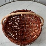 Rattan basket, vintage wood