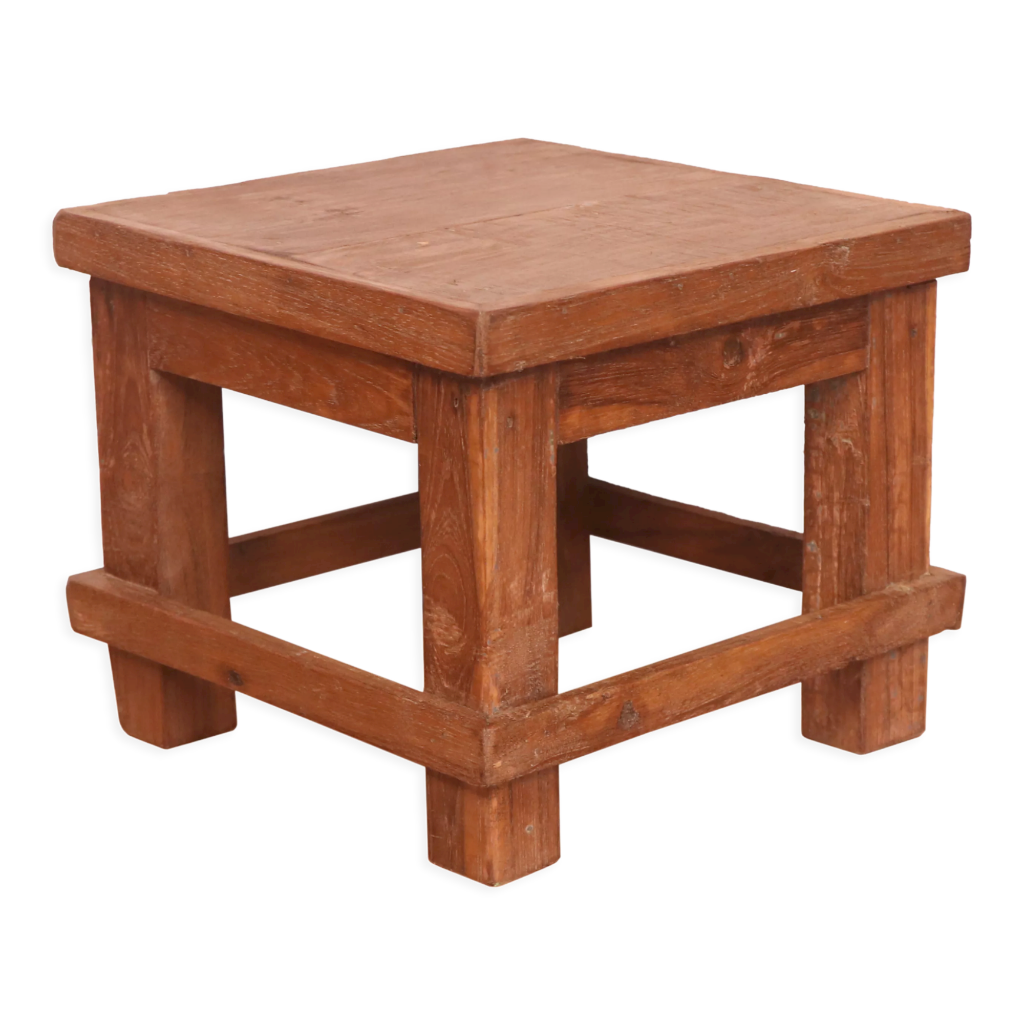 Old small Burmese teak workshop bedside table