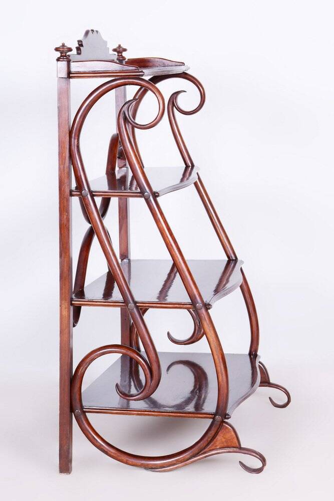 Biedermeier Shelf in Beech & Walnut attributed to Thonet, Austria, Vienna, 1910s