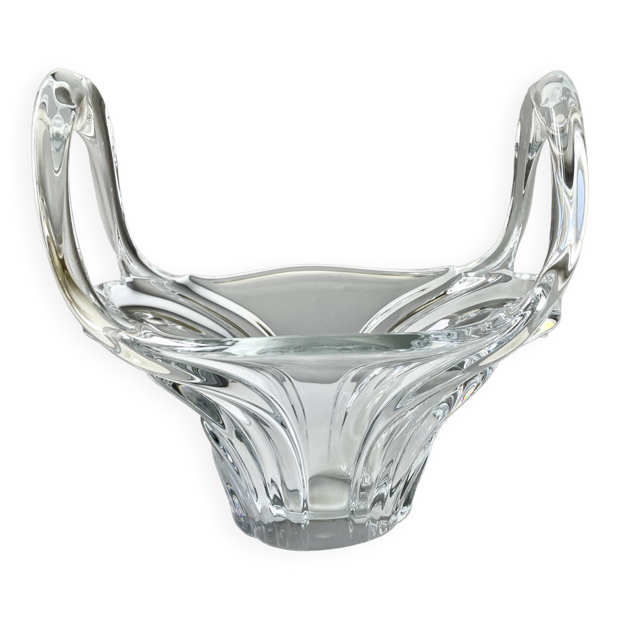 Large basket or fruit bowl in crystal Art Vannes France