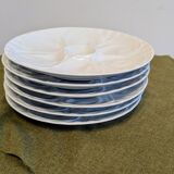Set of 6 white porcelain oyster plates from Pillivuyt