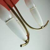 1950s mid century 3-light pendant brass metal plastic stilnovo era