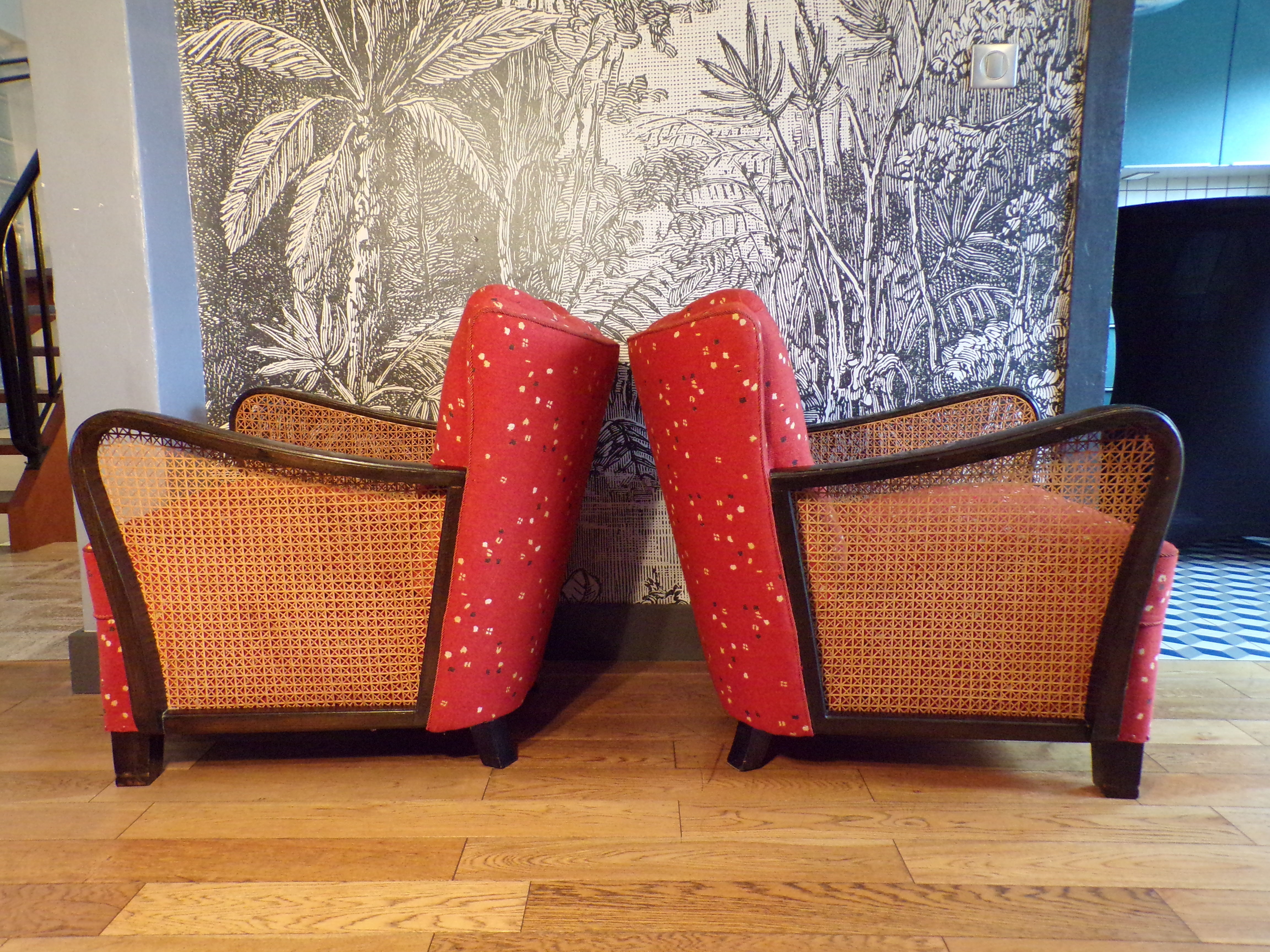 Pair of padded art deco armchairs
