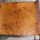 Set of 4 vintage leather and chrome metal chairs, 1970